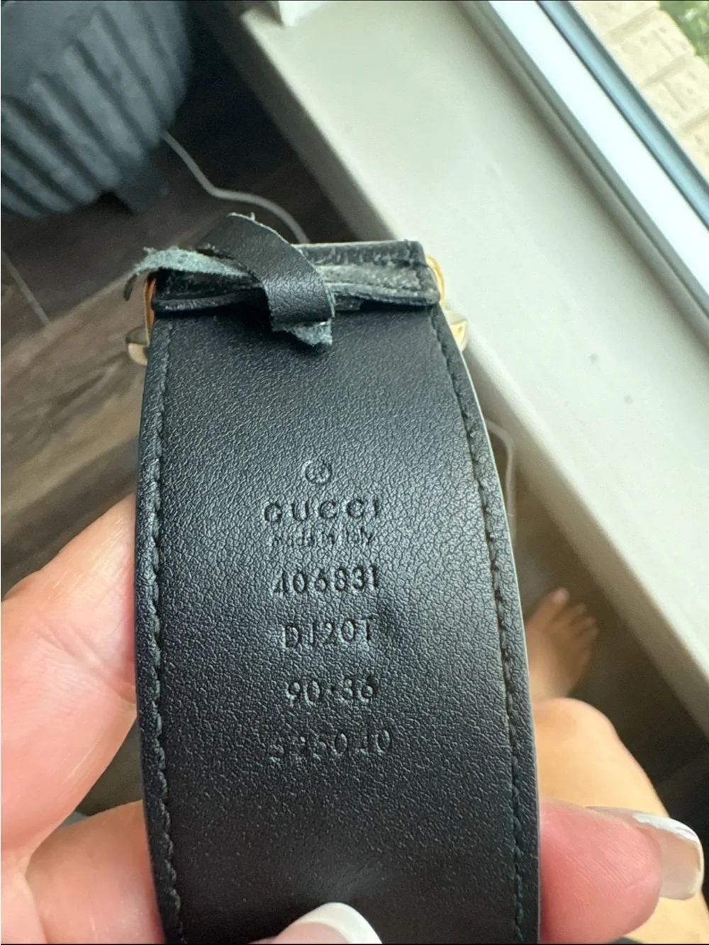 Authentic Gucci Marmont Double G Leather Belt – Black/Antique Gold | Size 90/36